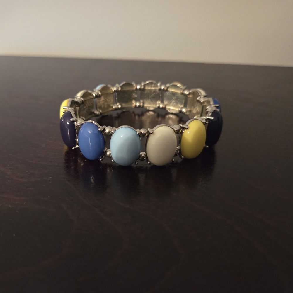 Silver Multicolor Beaded Bracelet